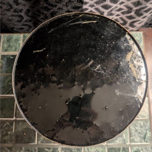 Vintage Mid Century MCM Atomic Style Gold & Black Metal Waste Basket Trash Can - Picture 7 of 8